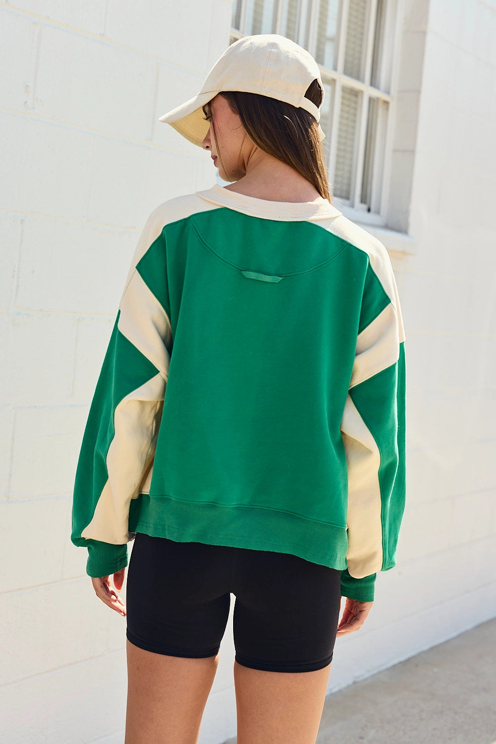 Green/Ivory Pullover Sweatshirt