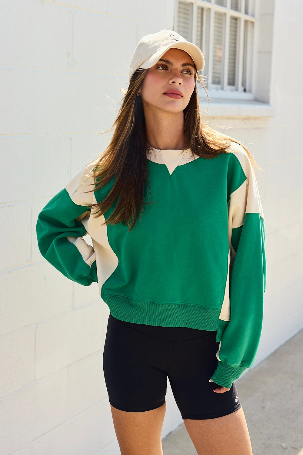 Green/Ivory Pullover Sweatshirt